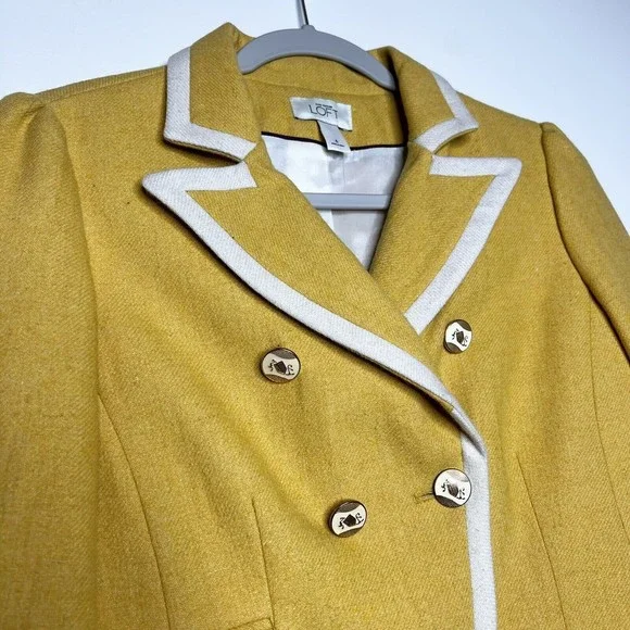 Ann Taylor Loft Yellow Blazer Women’s 6 Y2K Clueless - Picture 5 of 15